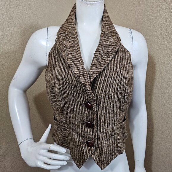 TRINA TURK Virgin wool Silk Blend Button Front Open Back Vest~Size 8 - Picture 1 of 10